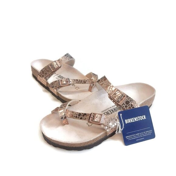 Birkenstock Mayari Womens Sz 6 Birko-Flor Sandals Metallic Stones Copper Regular - Picture 6 of 9